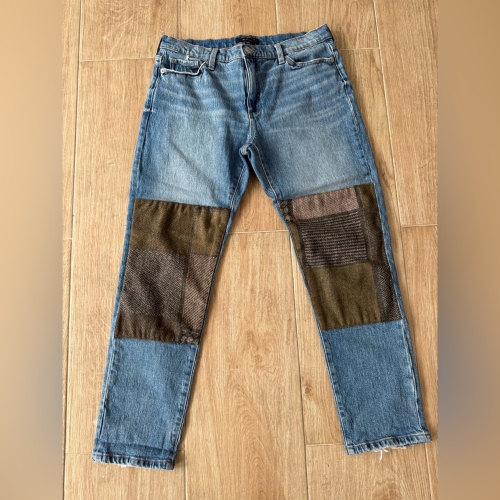 Banana Republic The Beau Wool Blend Patchwork Medium Wash Jean - Picture 2 of 6